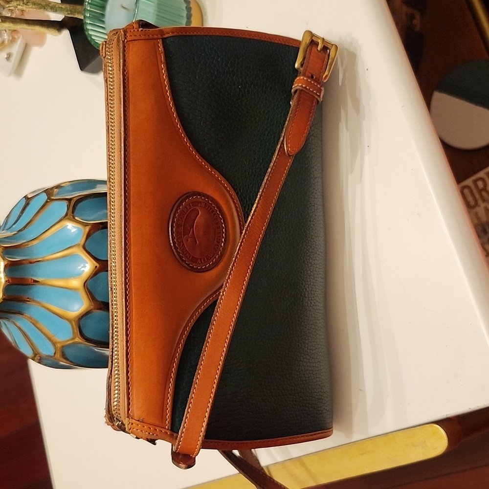 Dooney & Bourke Vintage Leather Green & Brown Crossbody Bag